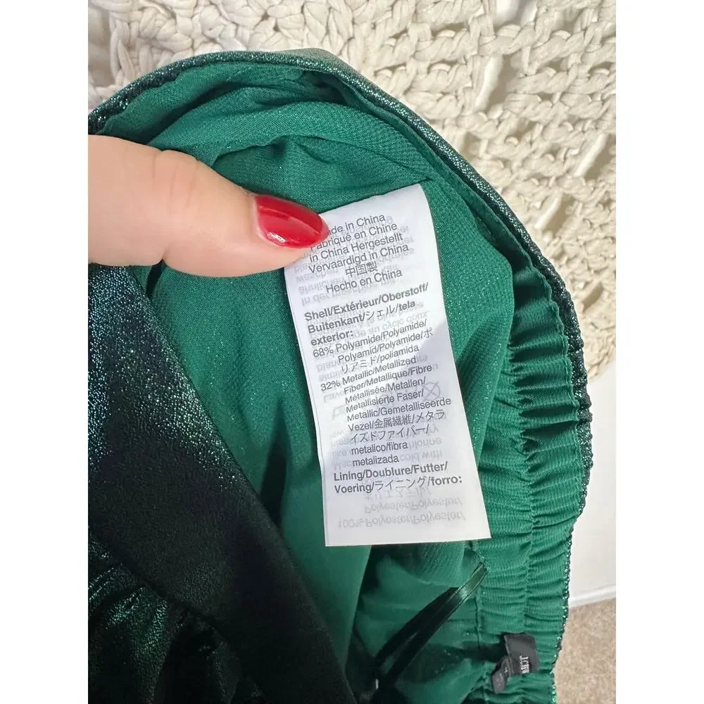 NEW J.Crew Tiered Maxi Skirt In Metallic Lame Green Size Medium